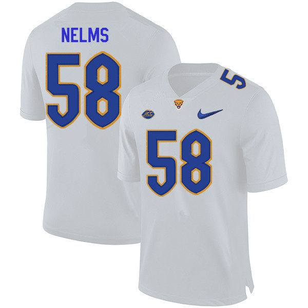 Men #58 Bryce Nelms Pitt Panthers College Football Jerseys Sale-White